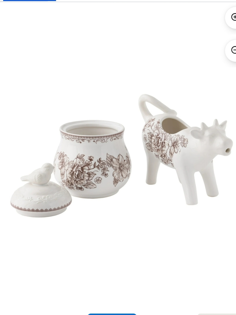 💕 New Pioneer Woman Agatha Brown Floral Cow Creamer and Sugar Bowl With Lid